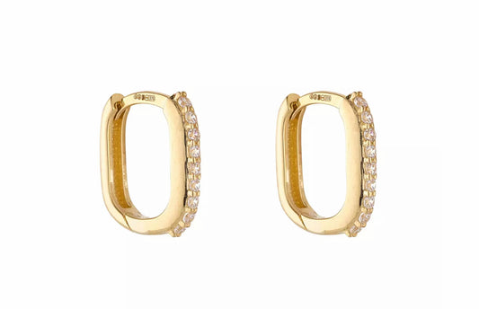 9 Carat Rectangular Hoops with Cubic Zirconia