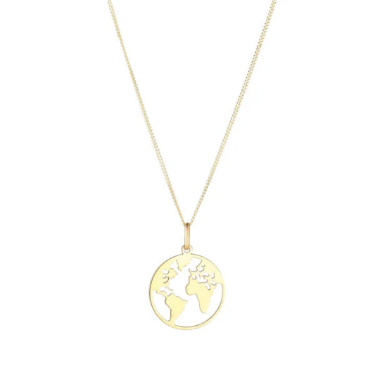 9 Carat Gold World Map Necklace