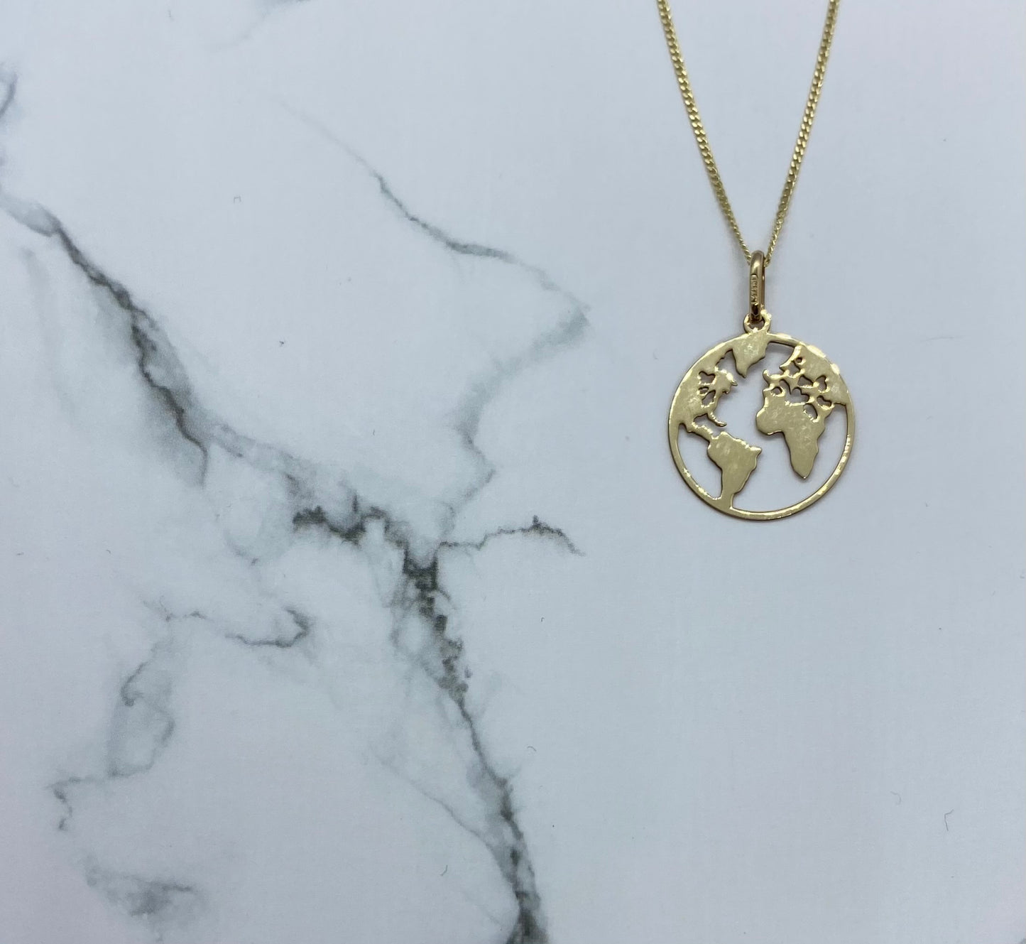 9 Carat Gold World Map Necklace